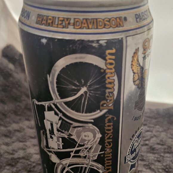 Vtg 1993 90th Anniversary Harley Davidson Motorcycle Pabst Blue Ribbon Beer Can - Picture 4 of 7